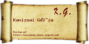 Kanizsai Géza névjegykártya