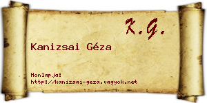 Kanizsai Géza névjegykártya