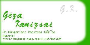 geza kanizsai business card